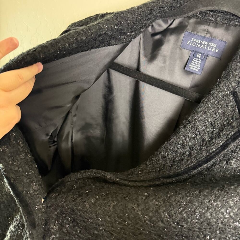 Jones New York Signature Black Shimmer Tweed Blazer Jacket 14 Bling Buttons - Picture 7 of 13